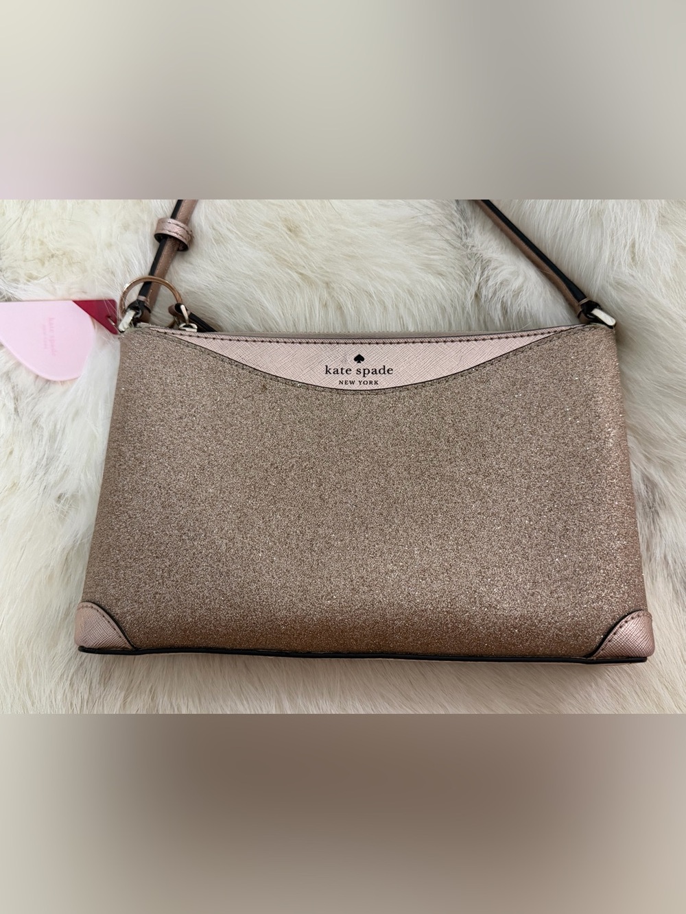 Kate Spade Rose Gold Glitter Shimmery Crossbody Bag - EUC - Picture 2 of 14